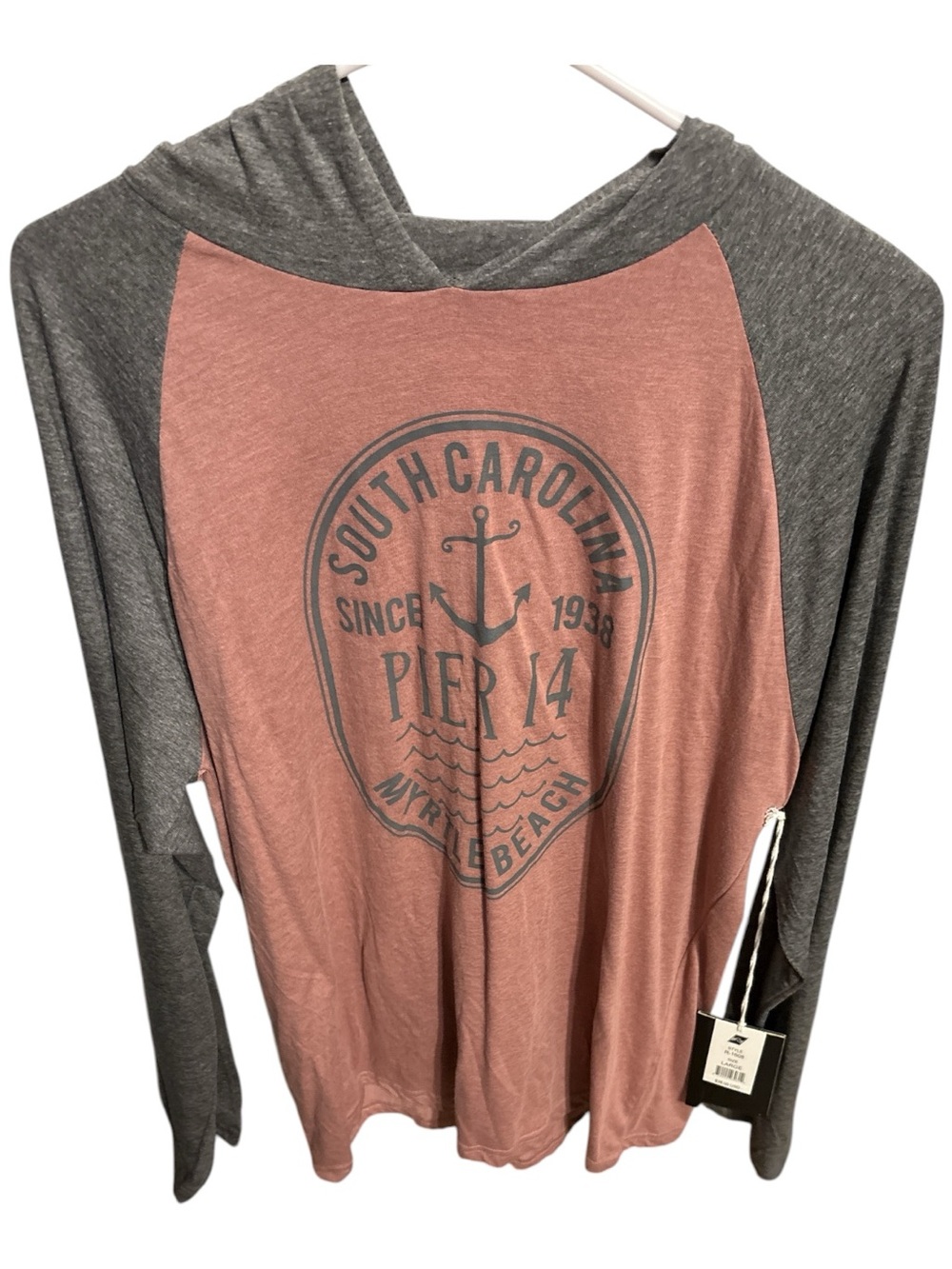 Pier 14 South Carolina Graphic Raglan Hoodie - Rose‎ & Charcoal